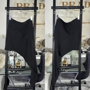 H&M Innovation Asymmetric Rib Knit Skirt Black Vegan Streetwear Size Medium New